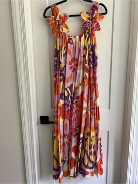 Farm Rio Lee Floral Cotton Viscose Maxi Dress